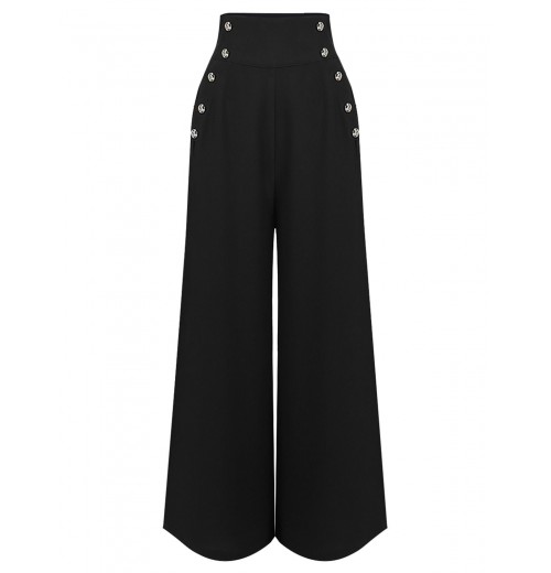 Black  Solid Suspender Pants