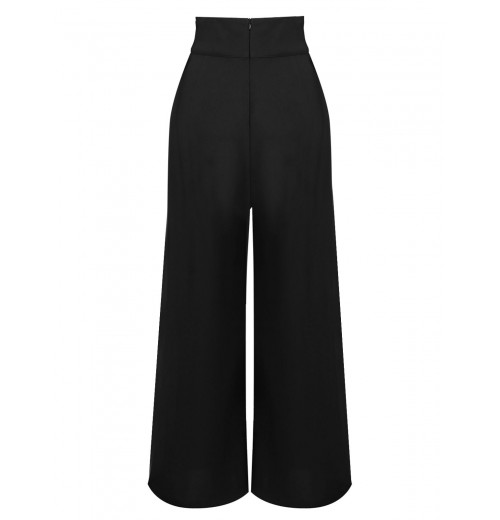 Black  Solid Suspender Pants