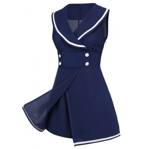 Navy Blue  Sailor Collar Romper