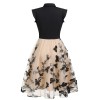 Black  Butterfly Patchwork Vintage Dress