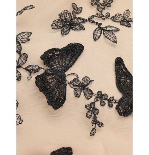 Black  Butterfly Patchwork Vintage Dress