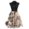 Pre-sale Plus Size Black  Butterfly Patchwork Vintage Dress