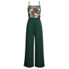 Green  3D Floral Strap Patchwork Jumpsuit