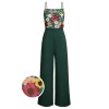 Green  3D Floral Strap Patchwork Jumpsuit