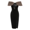 2PCS Black  Solid Dress & Plush Cape