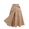 Khaki  Big Pockets Button Skirt