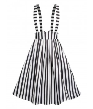 Black & White  Stripes Suspender Skirt