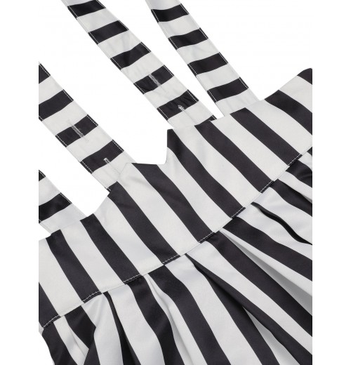 Black & White  Stripes Suspender Skirt