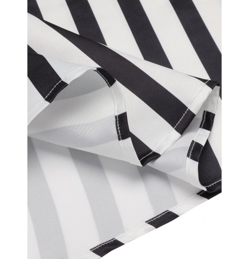 Black & White  Stripes Suspender Skirt