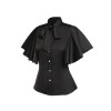 2PCS  Black Solid Blouse & Suspender Skirt