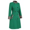 Green  Leopard Patchwork Button Coat