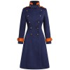 Navy Blue  Patchwork Button Coat