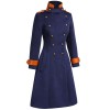 Navy Blue  Patchwork Button Coat