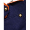 Navy Blue  Patchwork Button Coat