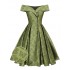 Green  Off-Shoulder Vintage Dress