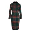 Green  Plaid Fur Collar Pencil Coat