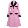 Pink  Velvet Patchwork Button Coat