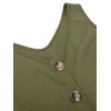 Army Green  V-Neck Button Waist Tie Romper