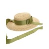  Green Ribbon Raffia Sun Hat