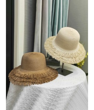  Solid Tassel Raffia Sun Hat