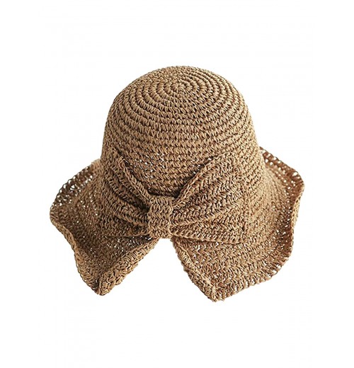  Solid Bowknot Raffia Sun Hat