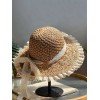 Beige Hand-made Lace Bow Sun Hat