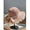 Beige Hand-made Lace Bow Sun Hat