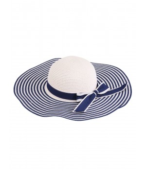 Navy Blue  Classic Stripes Straw Sun Hat