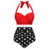 2PCS Red  Dots Halter Swimsuit