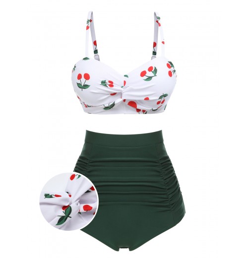 2PCS  Cherry Halter Bikini Set