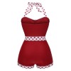 Red  Halter Patchwork One-piece Swimsuit