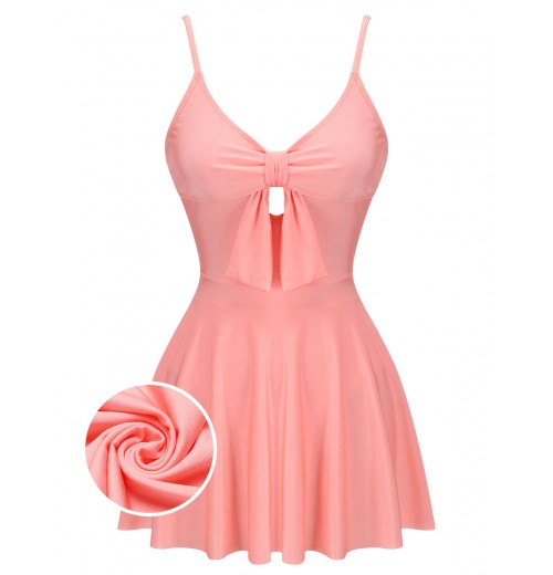 Pink  Bow Halter One-piece Swimsuit