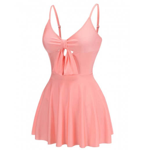 Pink  Bow Halter One-piece Swimsuit