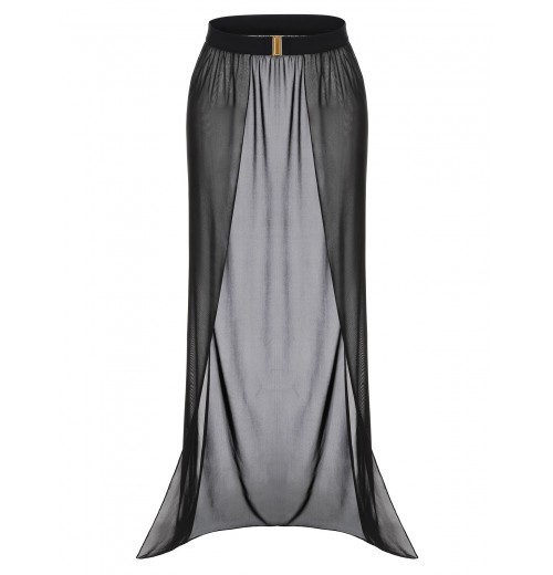 Black  Solid Long Skirt Cover-up