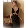  Lace Backless V-Neck Satin Sleepwear