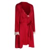 2PCS Red  Lace Patchwork Nightgown