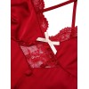 2PCS Red  Lace Patchwork Nightgown