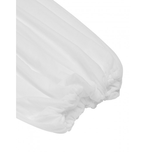 White  Solid Lantern Sleeve Nightgown