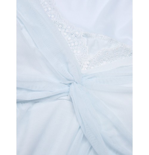 2PCS Light Blue  Knot Lace Sleepwear