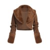 Brown   Fur Collar Bolero Jacket