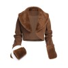 Brown   Fur Collar Bolero Jacket