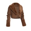 Brown   Fur Collar Bolero Jacket