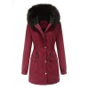  Solid Zipper Fur Trimmed Coat