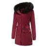  Solid Zipper Fur Trimmed Coat